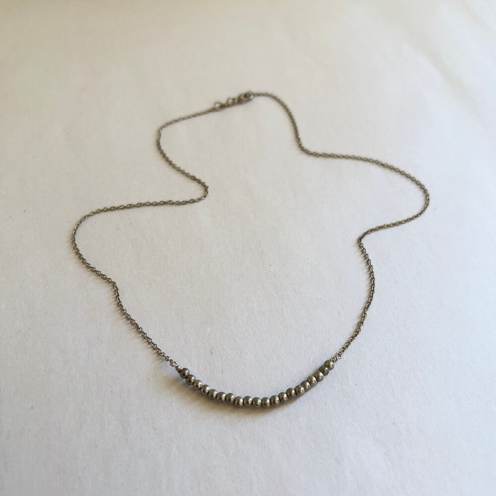 Vintage Silver Beaded Necklace 925 Silver Chain